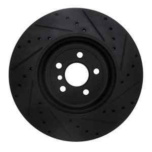 BMW 430I Brake Rotor (1) - Front Left - R1 Concepts - Drilled & Slotted - Black - `17-`25